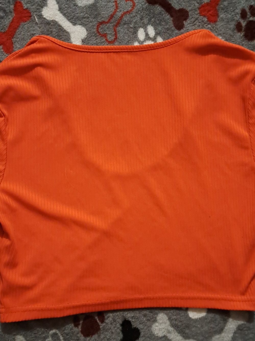 Women's Red-Orange Ribbed Boatneck Top